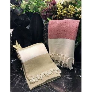 Luxury Turkish Peshtemal Towel Red Cream